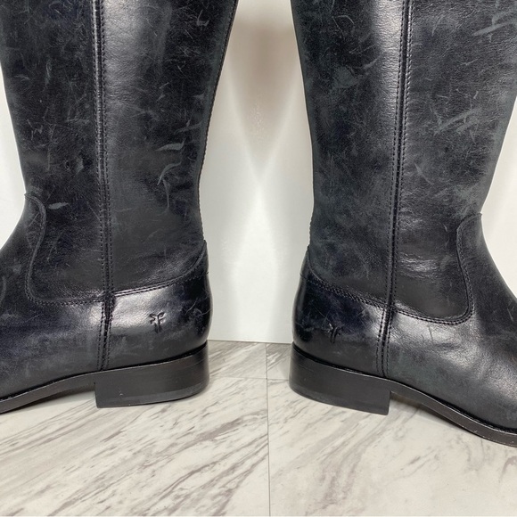Frye Melissa Button Inside Zipper Black Leather Riding Tall Boots 6 1/2 B - Picture 9 of 16